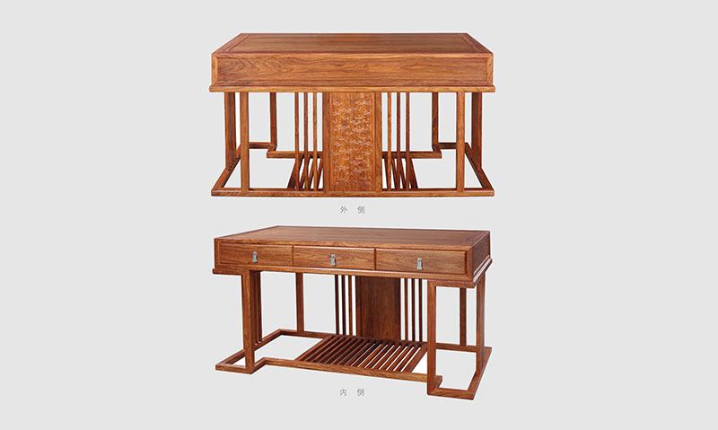 芜湖 别墅中式家居书房装修实木书桌效果图