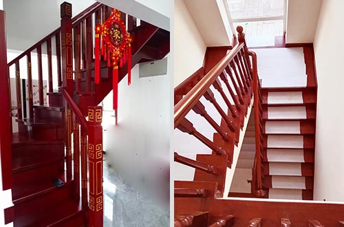 芜湖自建别墅中式实木楼梯全屋定制设计效果图